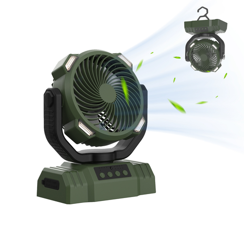 3-in-1 Emergency Camping Fan with LED Light & Power Bank