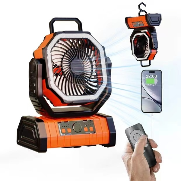 3-in-1 Emergency Camping Fan with LED Light & Power Bank