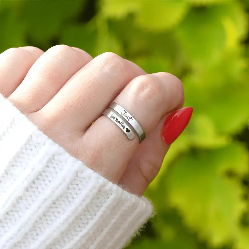 Silver Heart-Shaped Spiral Ring