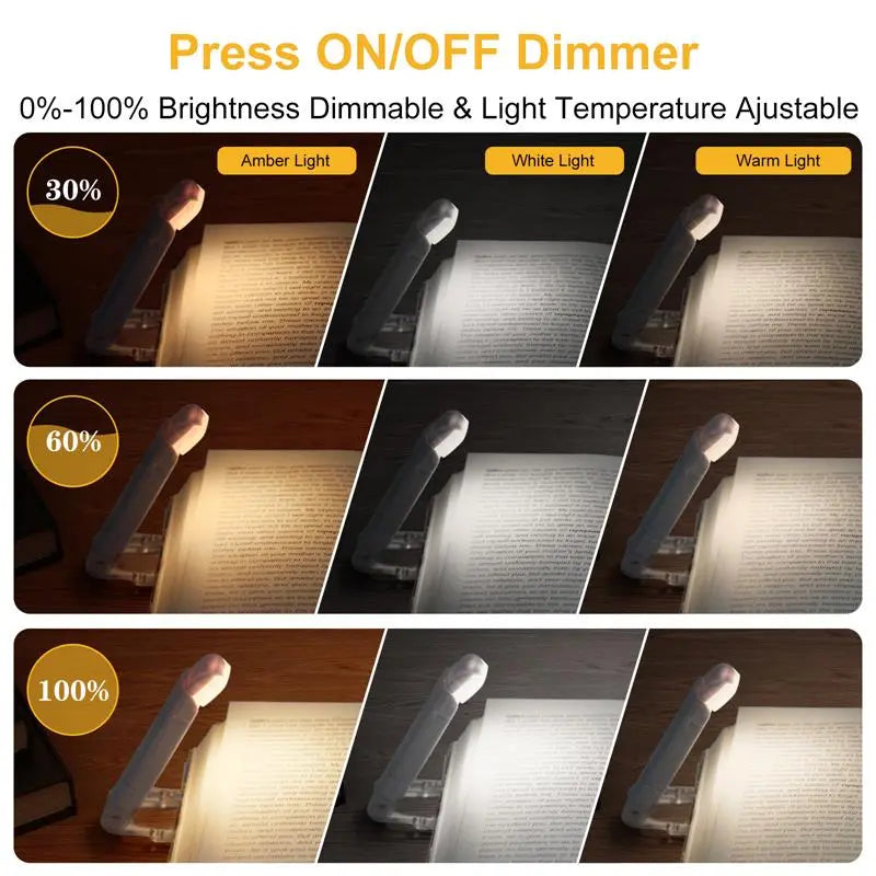 LED USB Rechargeable Book Light – Clip-On Eye Protection Reading Light