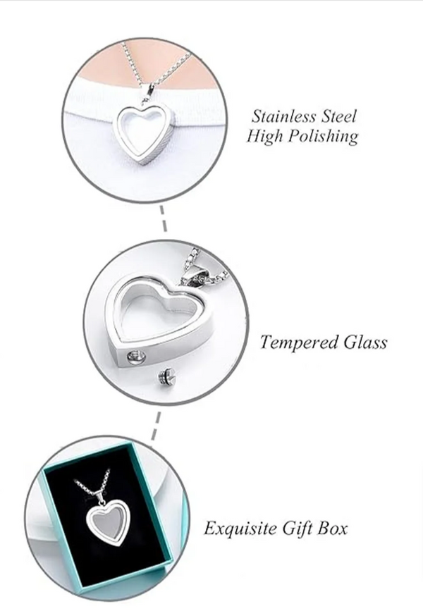 Heartfelt Remembrance Stainless Steel Heart Cremation Pendant