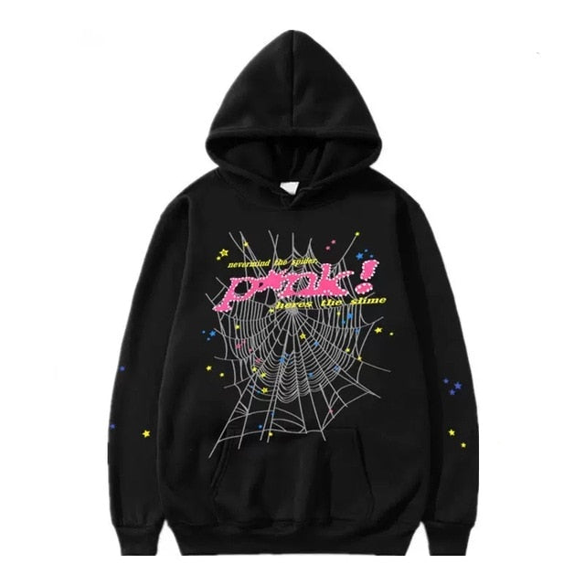 Spider Letter Print Heavyweight Hoodie