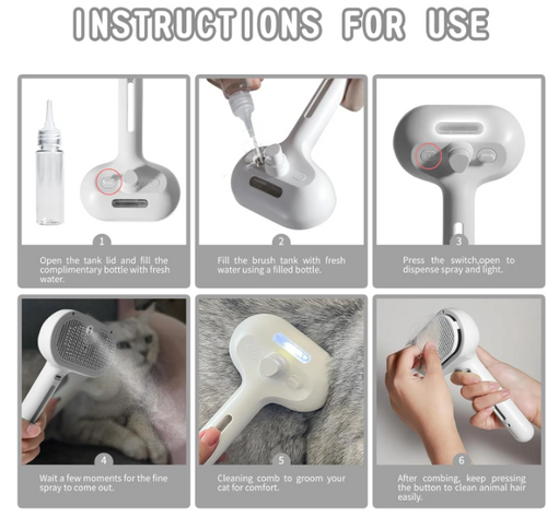 3-in-1 Pet Hair Spray Brush
