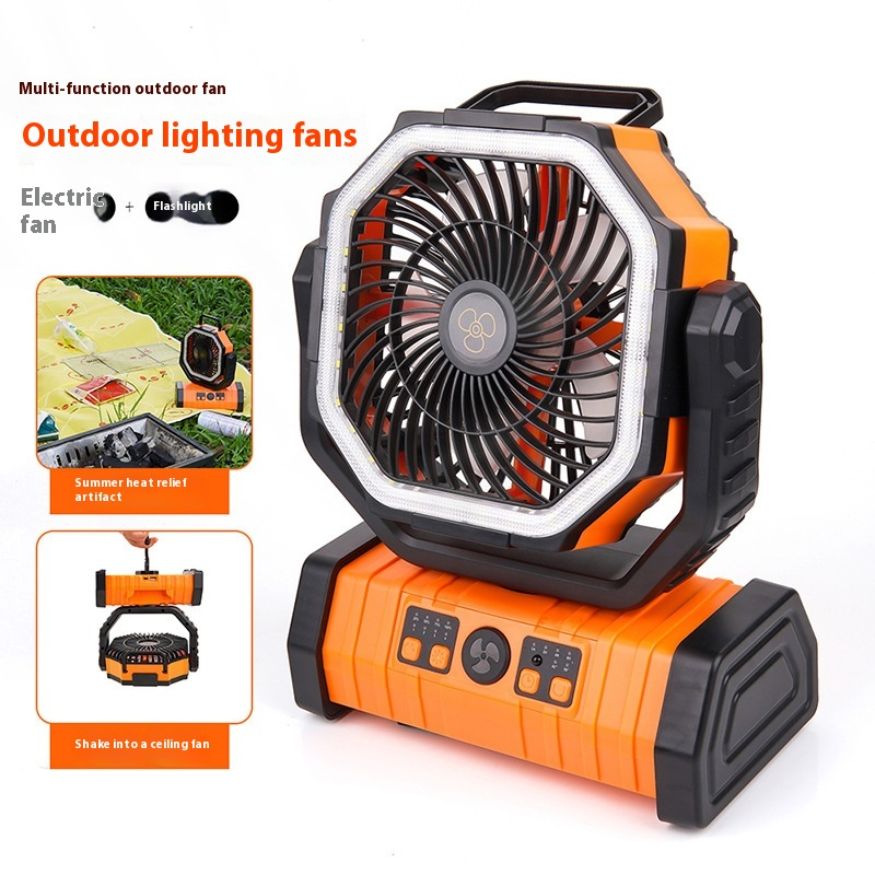 3-in-1 Emergency Camping Fan with LED Light & Power Bank