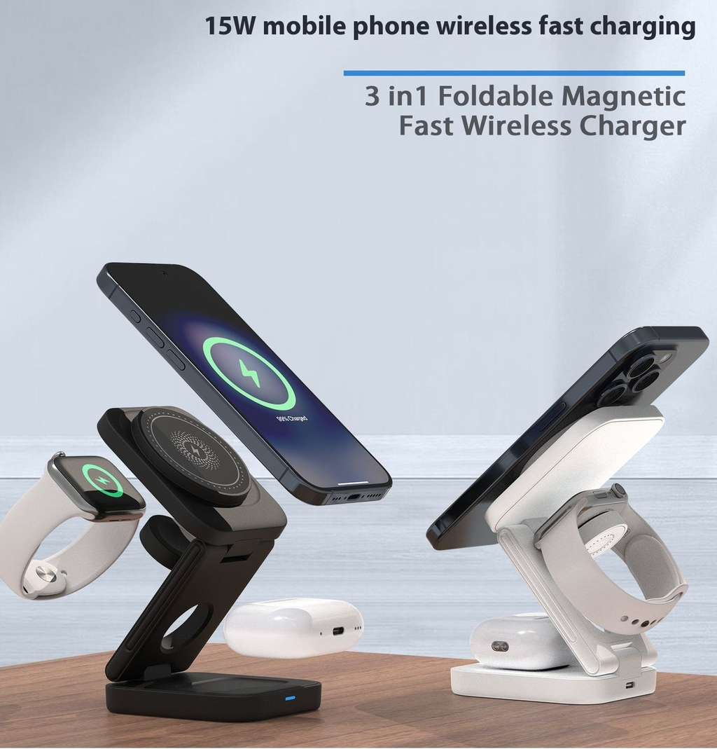 3-in-1 Magnetic Foldable Wireless Charger