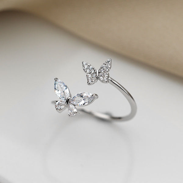 S925 Sterling Silver Plated Butterfly Ring