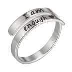 Retro Stainless Steel English Double Ring – "I am enough"