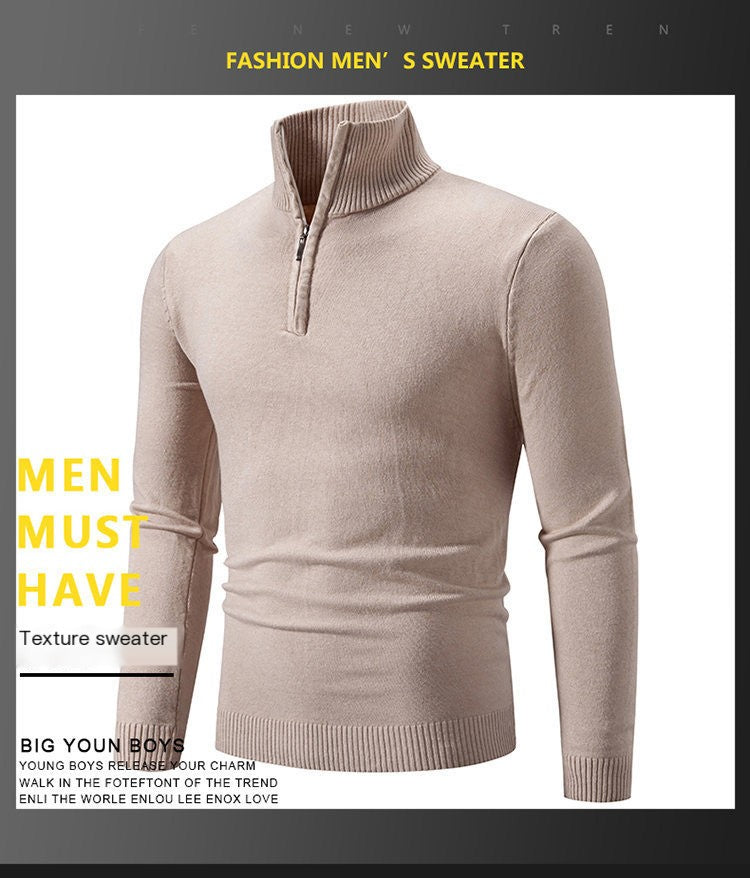 Men's Plus Size Fleece Zip Mock Neck Sweater