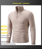 Men's Plus Size Fleece Zip Mock Neck Sweater