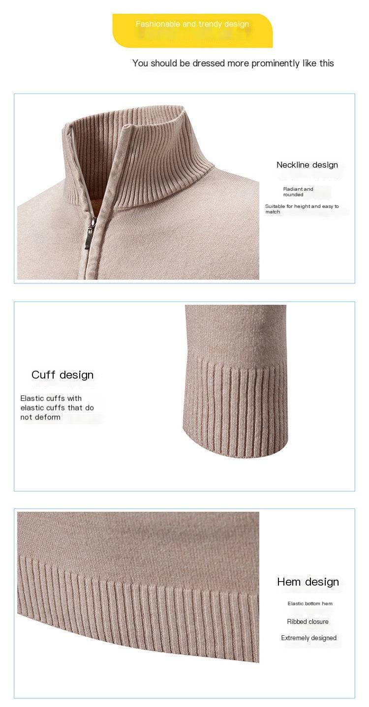 Men's Plus Size Fleece Zip Mock Neck Sweater