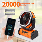 3-in-1 Emergency Camping Fan with LED Light & Power Bank