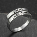Retro Stainless Steel English Double Ring – "I am enough"