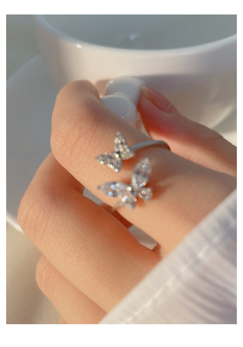 S925 Sterling Silver Plated Butterfly Ring