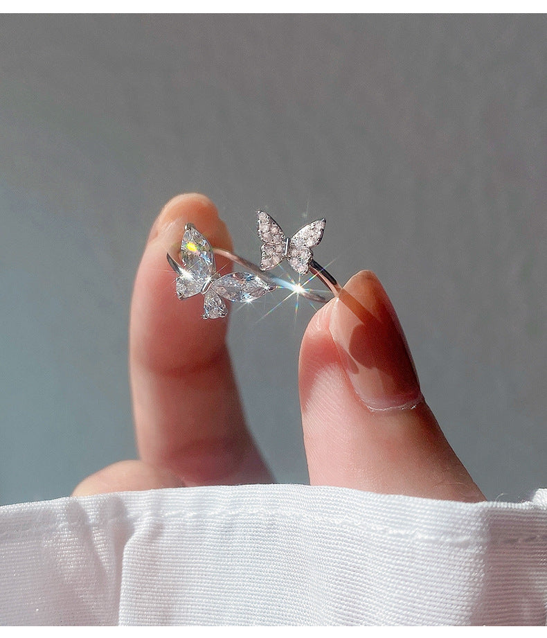 S925 Sterling Silver Plated Butterfly Ring