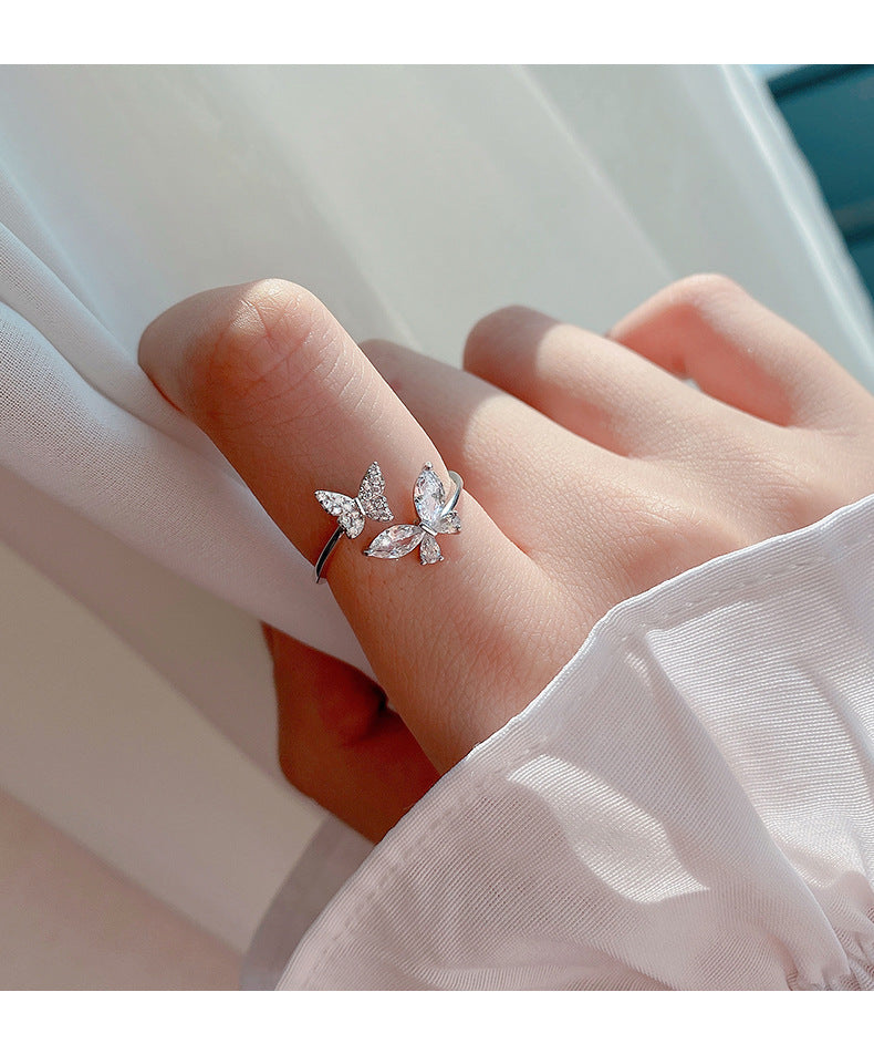 S925 Sterling Silver Plated Butterfly Ring