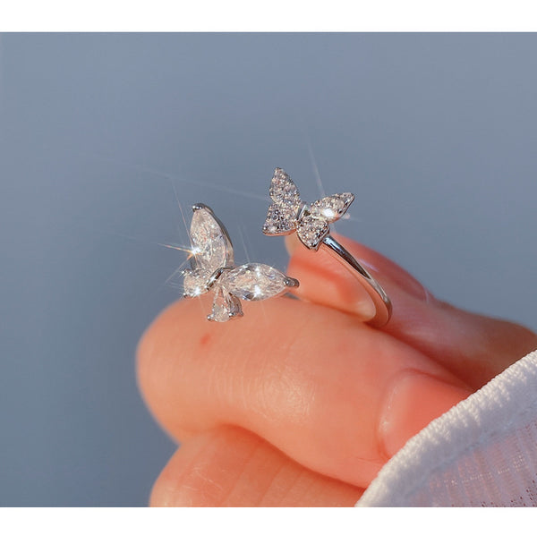 S925 Sterling Silver Plated Butterfly Ring