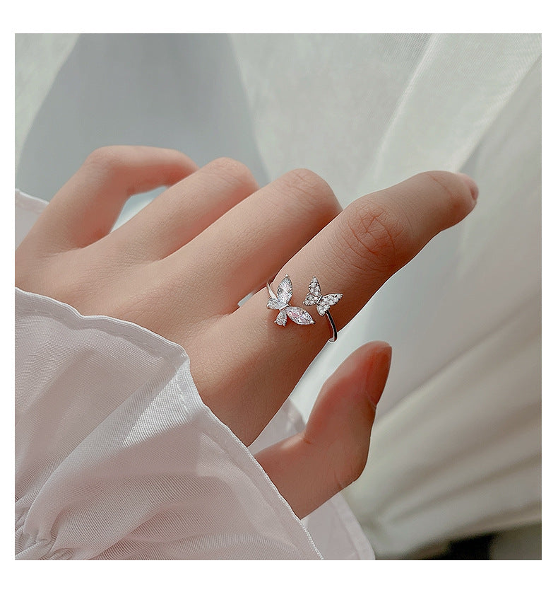 S925 Sterling Silver Plated Butterfly Ring