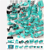 35pcs Magnetic Engineering Car Building Blocks Set