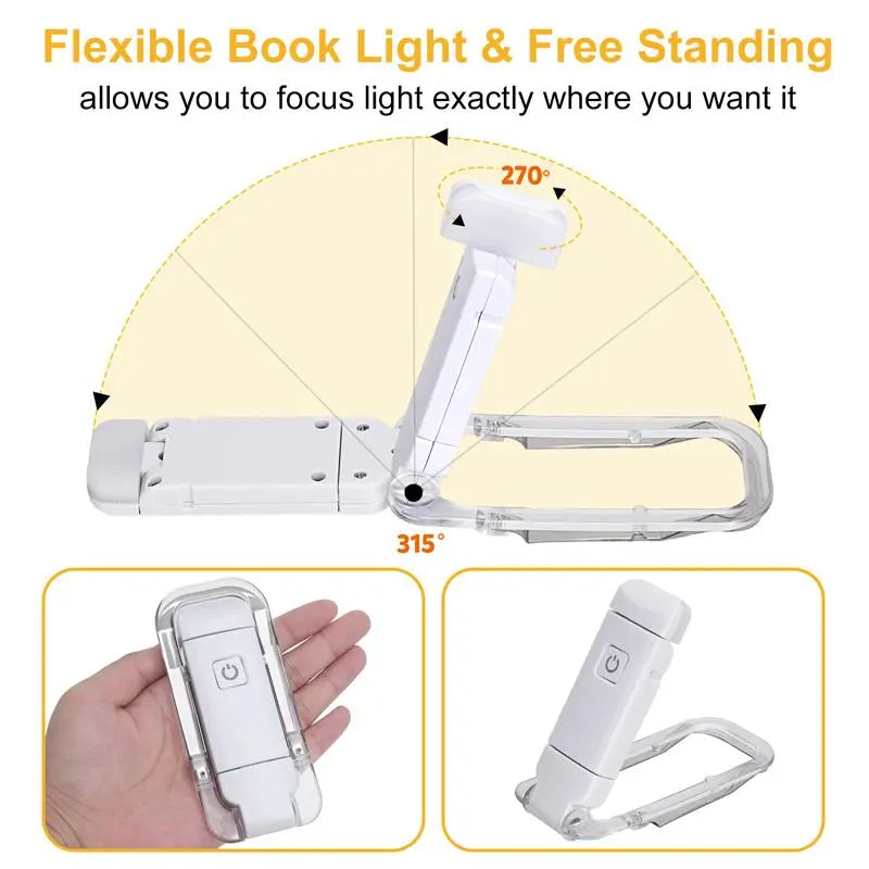 LED USB Rechargeable Book Light – Clip-On Eye Protection Reading Light