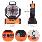 3-in-1 Emergency Camping Fan with LED Light & Power Bank