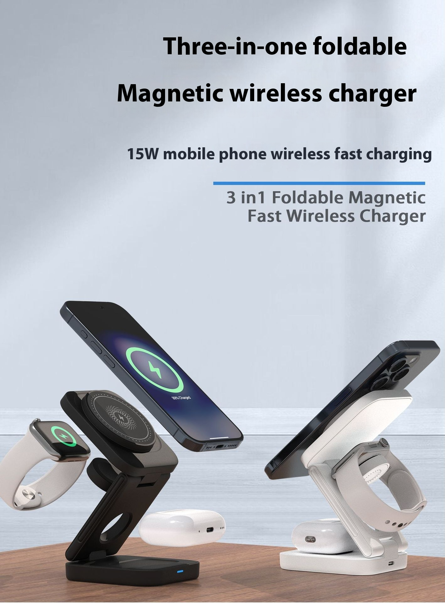 3-in-1 Magnetic Foldable Wireless Charger
